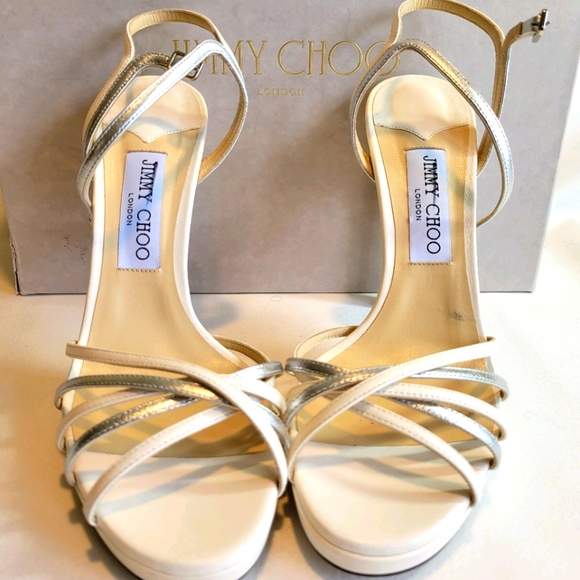 NWT $895 Jimmy Choo Lilah Metallic Leather Sandals - Picture 2 of 13